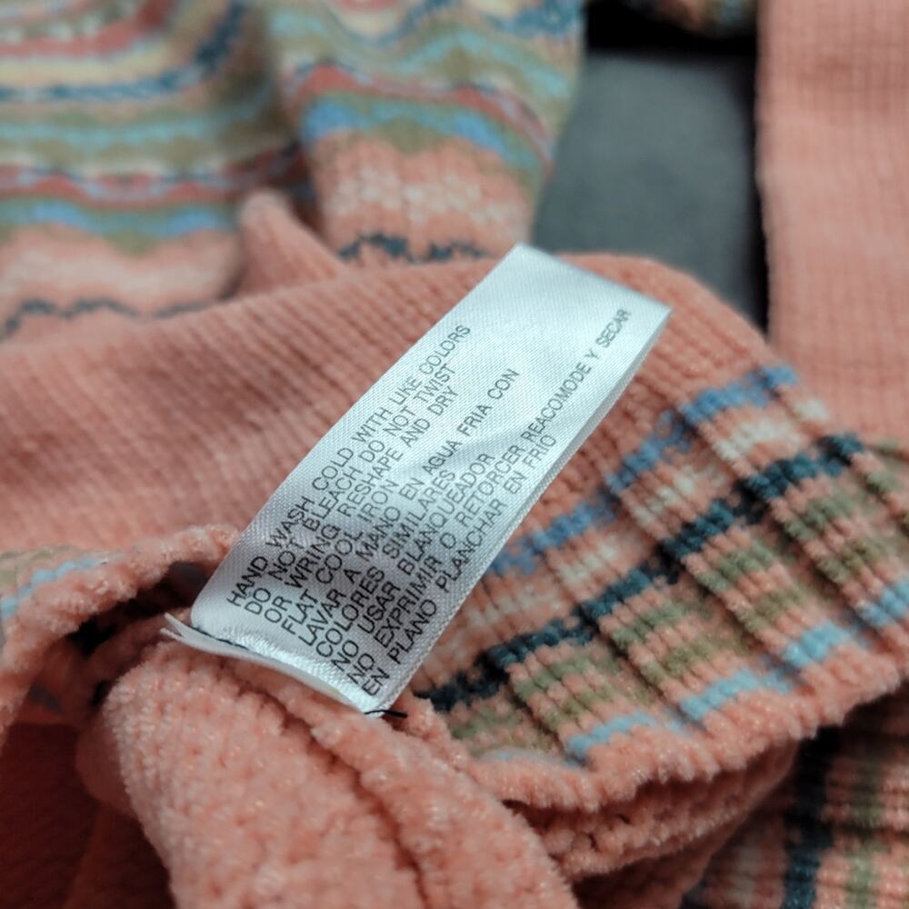 Carolyn Taylor Turtleneck Sweater Womens Size Medium Pale Pink Stripe Fair Isle - Picture 7 of 12